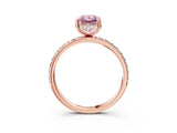 Rose gold Fancy Pink Radiant Cut Diamond Solitaire Ring with Pavé Band and Hidden Halo_18