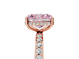 Rose gold Fancy Pink Radiant Cut Diamond Solitaire Ring with Pavé Band and Hidden Halo_20