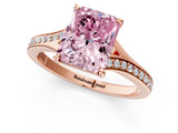 Rose gold Fancy Pink Radiant Cut Diamond Solitaire Ring with Pavé Band and Prong Setting_13