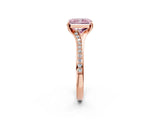 Rose gold Fancy Pink Radiant Cut Diamond Solitaire Ring with Pavé Band and Prong Setting_14