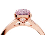 Rose gold Fancy Pink Radiant Cut Diamond Solitaire Ring with Pavé Band and Prong Setting_16