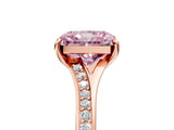 Rose gold Fancy Pink Radiant Cut Diamond Solitaire Ring with Pavé Band and Prong Setting_17
