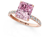 Rose gold Fancy Pink Radiant Cut Diamond Solitaire Ring with Pave Band and Four Prong Setting_108