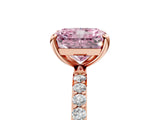 Rose gold Fancy Pink Radiant Cut Diamond Solitaire Ring with Pave Band and Four Prong Setting_112