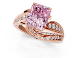 Rose gold Fancy Pink Radiant Cut Diamond Solitaire Ring with Prong Setting and Twisted Pavé Band_1