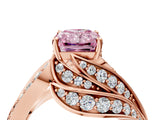 Rose gold Fancy Pink Radiant Cut Diamond Solitaire Ring with Prong Setting and Twisted Pavé Band_4