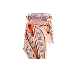 Rose gold Fancy Pink Radiant Cut Diamond Solitaire Ring with Prong Setting and Twisted Pavé Band_5