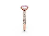 Rose gold Fancy Pink Radiant Cut Diamond Solitaire Ring with Round  Pavé Band and Four-Prong Setting_50