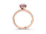 Rose gold Fancy Pink Radiant Cut Diamond Solitaire Ring with Round  Pavé Band and Four-Prong Setting_51