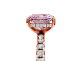 Rose gold Fancy Pink Radiant Cut Diamond Solitaire Ring with Round  Pavé Band and Four-Prong Setting_53