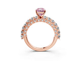 Rose gold Fancy Pink Radiant Cut Diamond Solitaire Ring with Shared Prong Pavé Band and Four-Prong Setting_61