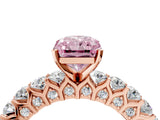 Rose gold Fancy Pink Radiant Cut Diamond Solitaire Ring with Shared Prong Pavé Band and Four-Prong Setting_62