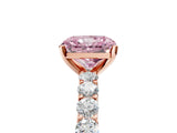 Rose gold Fancy Pink Radiant Cut Diamond Solitaire Ring with Shared Prong Pavé Band and Four-Prong Setting_63