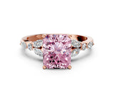 Rose gold Fancy Pink Radiant Cut Diamond Solitaire Ring with Side Stones and Four-Prong Setting_37