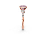 Rose gold Fancy Pink Radiant Cut Diamond Solitaire Ring with Side Stones and Four-Prong Setting_39