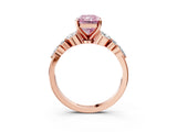 Rose gold Fancy Pink Radiant Cut Diamond Solitaire Ring with Side Stones and Four-Prong Setting_40