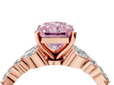 Rose gold Fancy Pink Radiant Cut Diamond Solitaire Ring with Side Stones and Four-Prong Setting_41