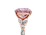 Rose gold Fancy Pink Radiant Cut Diamond Solitaire Ring with Side Stones and Four-Prong Setting_42
