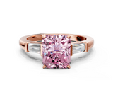 Rose gold Fancy Pink Radiant  Cut Diamond Solitaire Ring with Tapered Baguette Accents and Four-Prong Setting_45