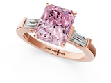 Rose gold Fancy Pink Radiant  Cut Diamond Solitaire Ring with Tapered Baguette Accents and Four-Prong Setting_46