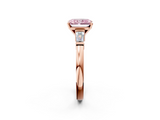 Rose gold Fancy Pink Radiant  Cut Diamond Solitaire Ring with Tapered Baguette Accents and Four-Prong Setting_47