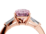 Rose gold Fancy Pink Radiant  Cut Diamond Solitaire Ring with Tapered Baguette Accents and Four-Prong Setting_49