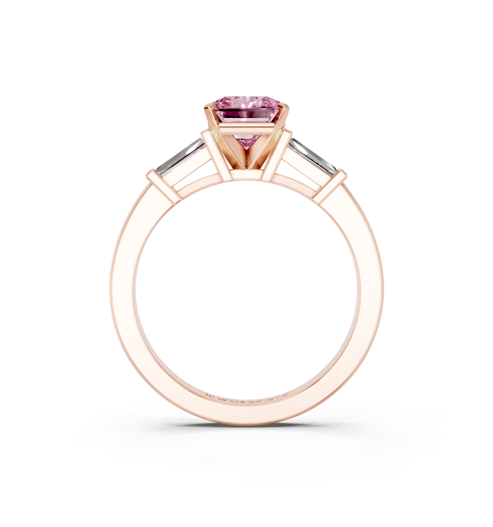 Rose gold Fancy Pink Radiant  Cut Diamond Solitaire Ring with Tapered Baguette Accents and Four-Prong Setting_5