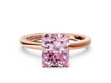 Rose gold Fancy Pink Radiant Cut Diamond Solitaire Ring with Thin Band and Prong Setting_12