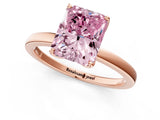 Rose gold Fancy Pink Radiant Cut Diamond Solitaire Ring with Thin Band and Prong Setting_13