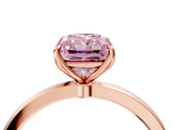Rose gold Fancy Pink Radiant Cut Diamond Solitaire Ring with Thin Band and Prong Setting_16