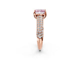 Rose gold Fancy Pink Radiant Cut Diamond Solitaire Ring with Three-Row Pavé Band and Four-Prong Setting_39
