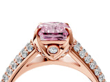 Rose gold Fancy Pink Radiant Cut Diamond Solitaire Ring with Three-Row Pavé Band and Four-Prong Setting_41