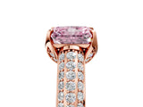 Rose gold Fancy Pink Radiant Cut Diamond Solitaire Ring with Three-Row Pavé Band and Four-Prong Setting_42