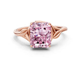 Rose gold Fancy Pink Radiant Cut Diamond Solitaire Ring with Twist Band and Four-Prong Setting_127