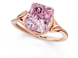 Rose gold Fancy Pink Radiant Cut Diamond Solitaire Ring with Twist Band and Four-Prong Setting_128