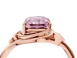 Rose gold Fancy Pink Radiant Cut Diamond Solitaire Ring with Twist Band and Four-Prong Setting_131