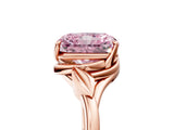 Rose gold Fancy Pink Radiant Cut Diamond Solitaire Ring with Twist Band and Four-Prong Setting_132