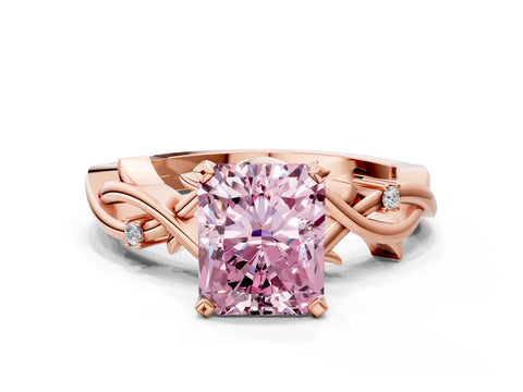 Rose gold Fancy Pink Radiant Cut Diamond Solitaire Ring with Twisted Band and Prong Setting_200