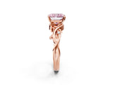 Rose gold Fancy Pink Radiant Cut Diamond Solitaire Ring with Twisted Band and Prong Setting_202
