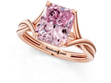 Rose gold Fancy Pink Radiant Cut Diamond Solitaire Twist Band Prong Setting Ring_56