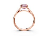 Rose gold Fancy Pink Radiant Cut Diamond Solitaire Twist Band Prong Setting Ring_58