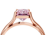 Rose gold Fancy Pink Radiant Cut Diamond Solitaire Twist Band Prong Setting Ring_59