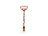 Rose gold Fancy Pink Radiant  Cut Diamond Solitaire with Pave Band and Four-Prong Setting 3