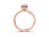 Rose gold Fancy Pink Radiant  Cut Diamond Solitaire with Pave Band and Four-Prong Setting 4