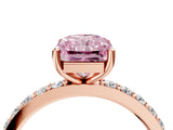 Rose gold Fancy Pink Radiant  Cut Diamond Solitaire with Pave Band and Four-Prong Setting 5
