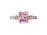 Rose gold Fancy Pink Radiant  Cut Diamond Solitaire with Pave Band and Four-Prong Setting_109