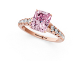 Rose gold Fancy Pink Radiant  Cut Diamond Solitaire with Pave Band and Four-Prong Setting_110