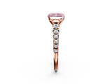 Rose gold Fancy Pink Radiant  Cut Diamond Solitaire with Pave Band and Four-Prong Setting_111