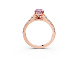 Rose gold Fancy Pink Radiant  Cut Diamond Solitaire with Pave Band and Four-Prong Setting_112