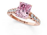 Rose gold Fancy Pink Radiant  Cut Diamond Solitaire with Pave Band and Four-Prong Setting_116